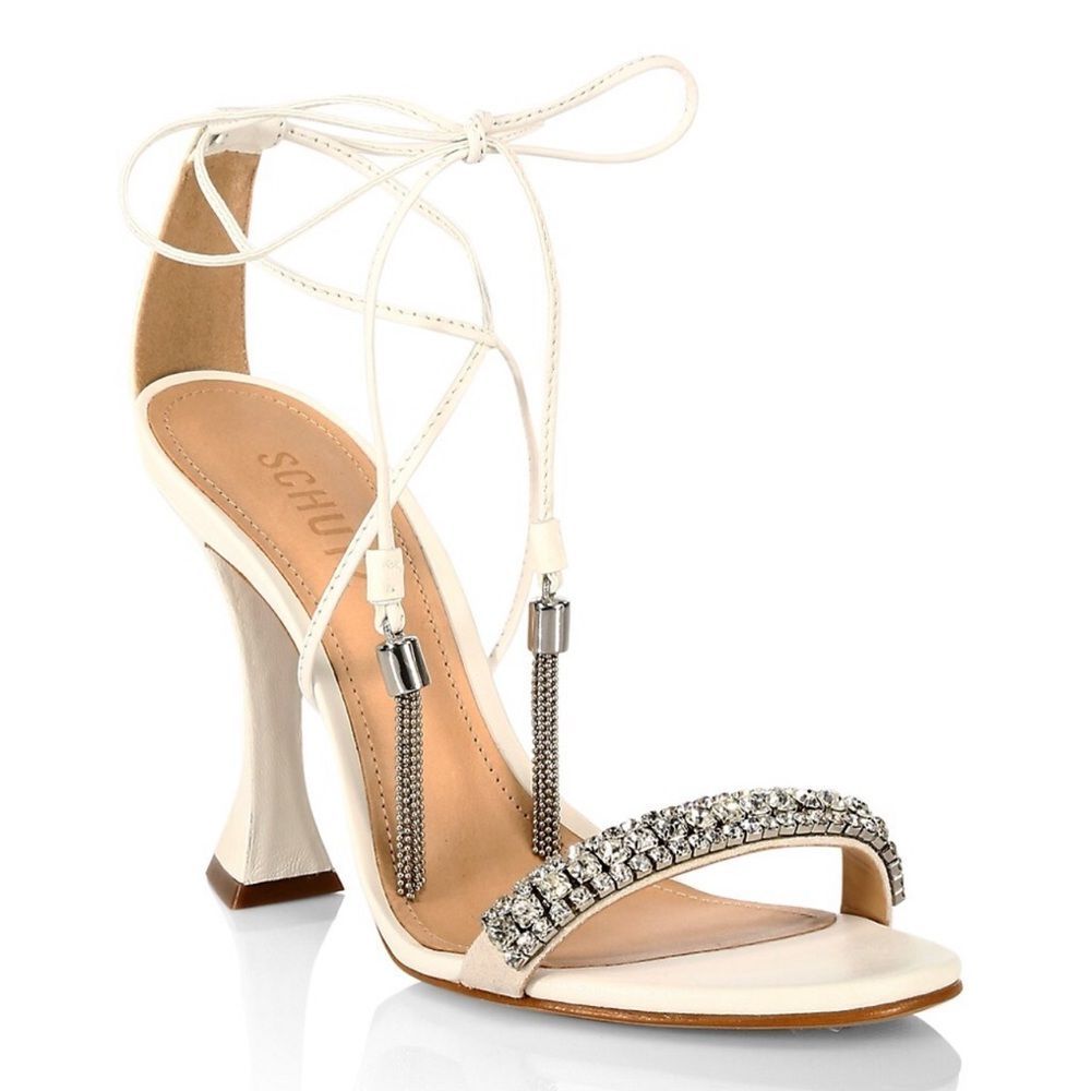 SCHUTZ White Heels with Silver Accents